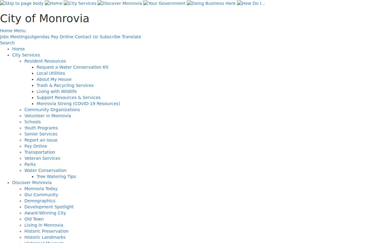 Monrovia people search in the OnBase city records portal