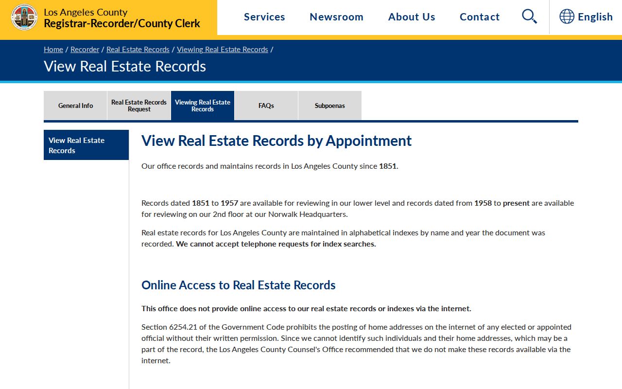 Monrovia public records real estate viewing instructions