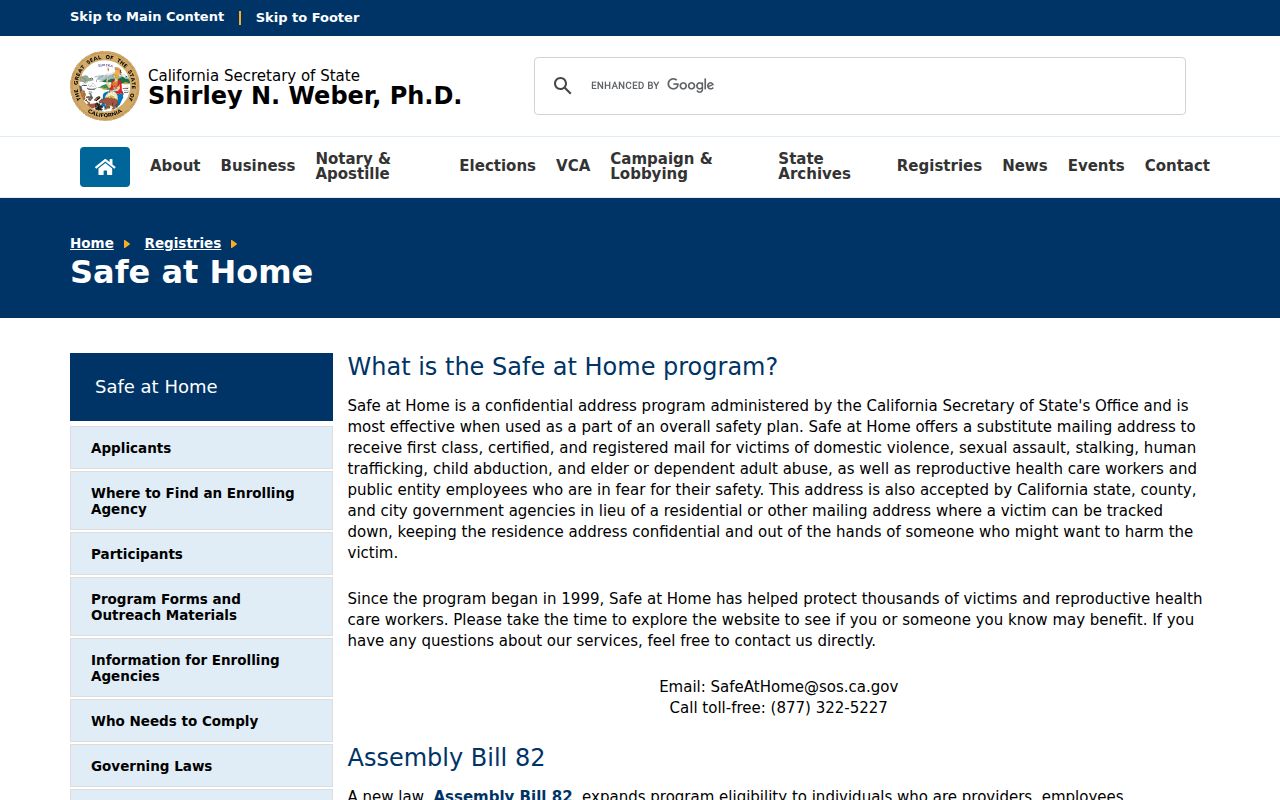 Monrovia voter registration records Safe at Home confidentiality program